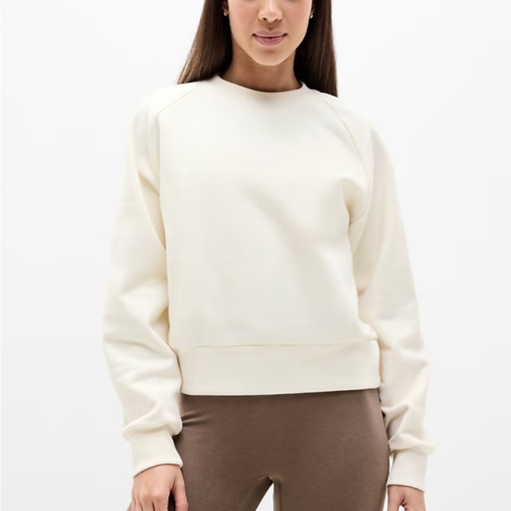 Athleta Forever Fleece Cream Relaxed fit Sweatshirt
